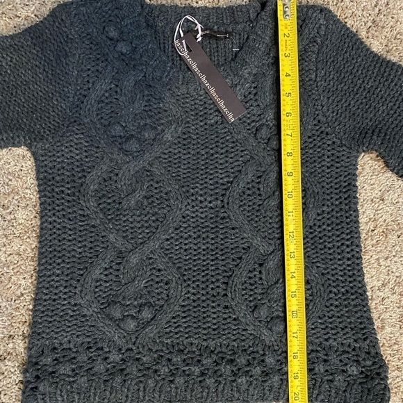 ANTHROPOLOGIE hazel sweater gray open weave small sweater cable knit new - Picture 5 of 8